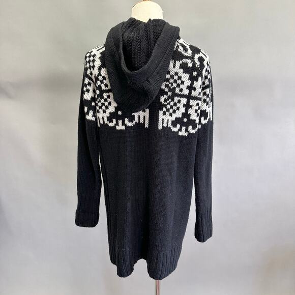 Moda International Y2k black/white Southwestern sweater tie cardigan Size medium - Picture 10 of 16